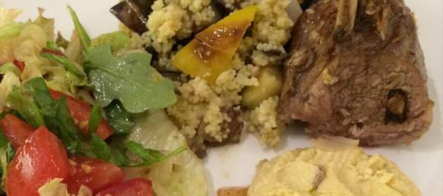 CORDERO HORNEADO, COUS COUS CON VEGETALES