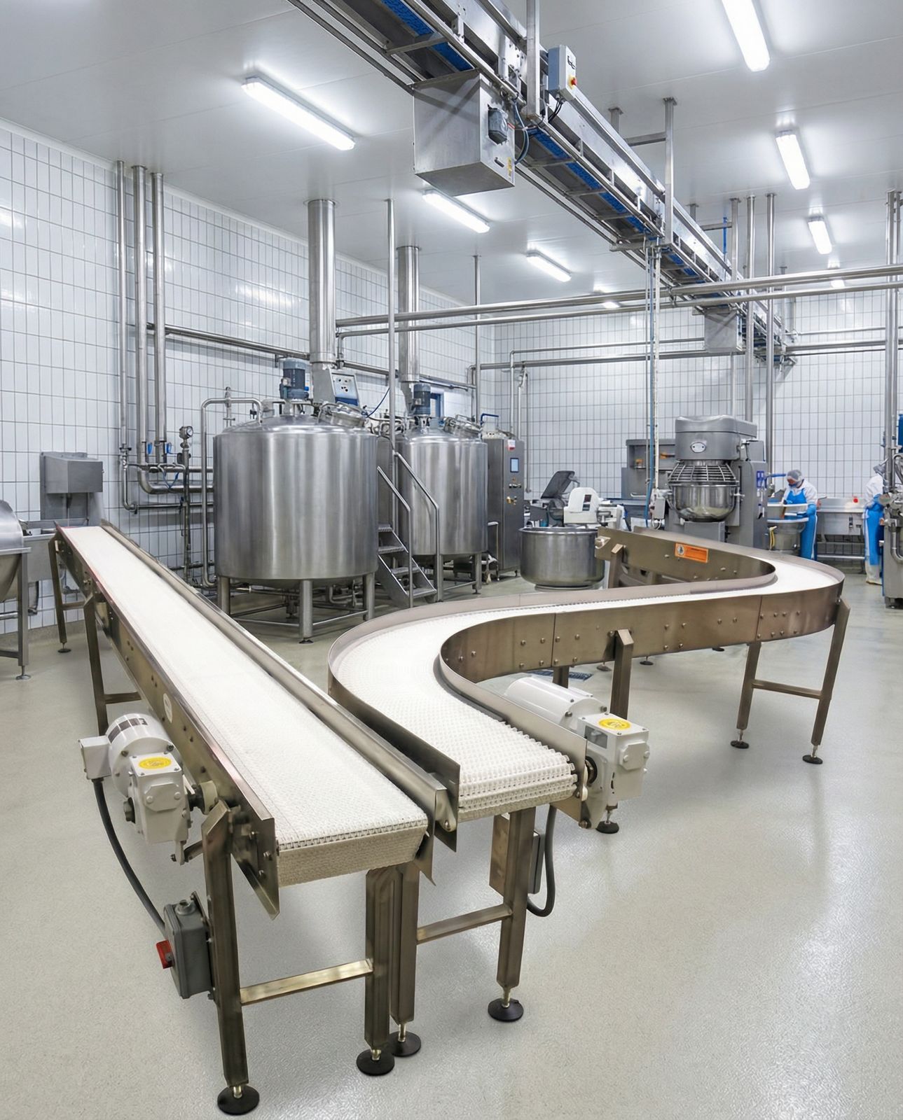 cintas transportadoras de banda modular en acero inoxidable fabricadas por ingeniero galimberti y cia para procesos industriales