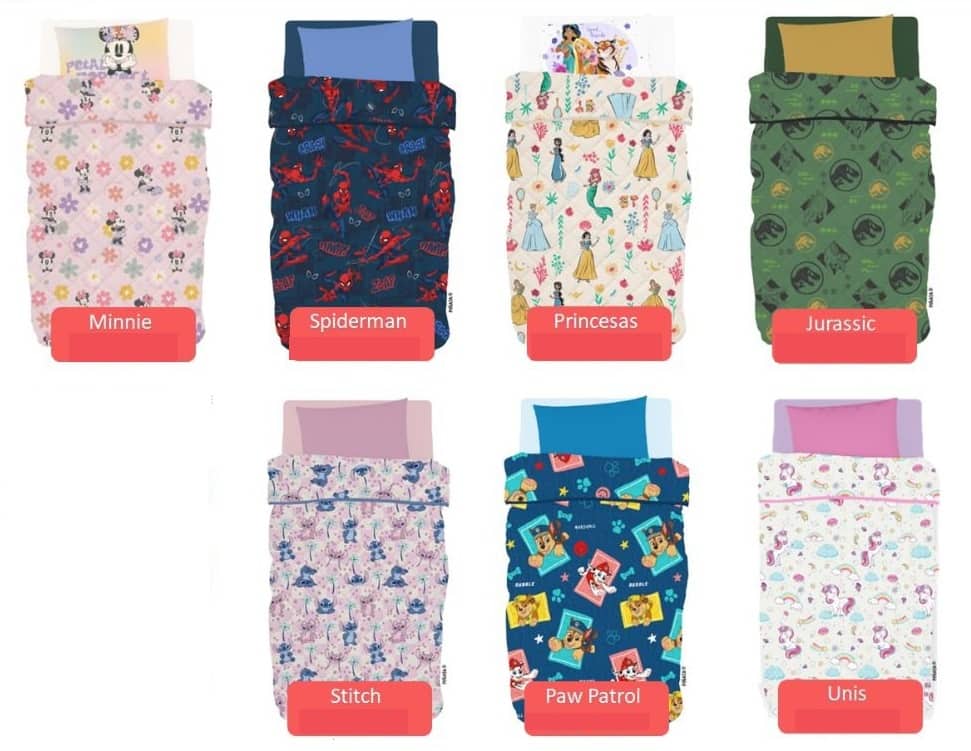 cubrecamas infantil linea pinata con disenos coloridos de superheroes y princesas para el dormitorio de los ninos