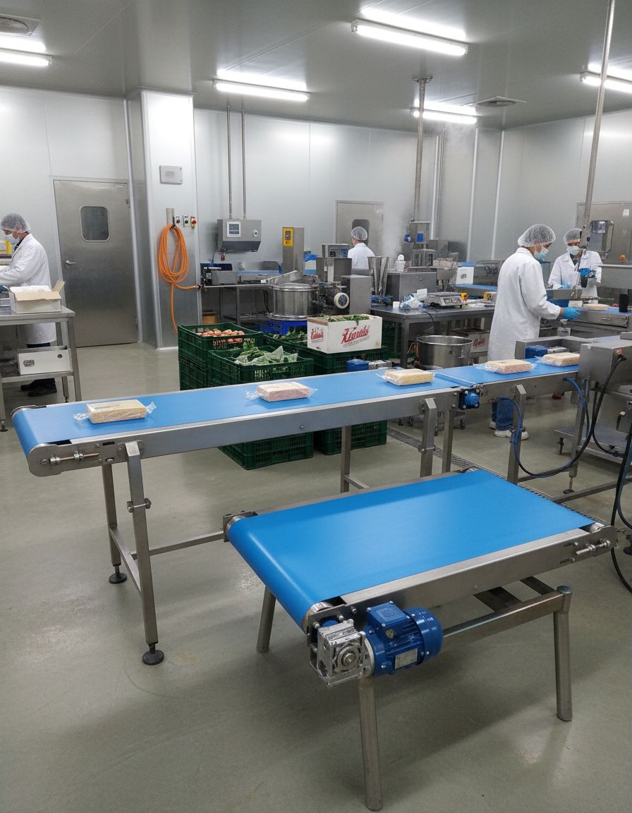 cintas transportadoras de pvc y uretano en acero inoxidable utilizadas en la industria alimenticia y quimica