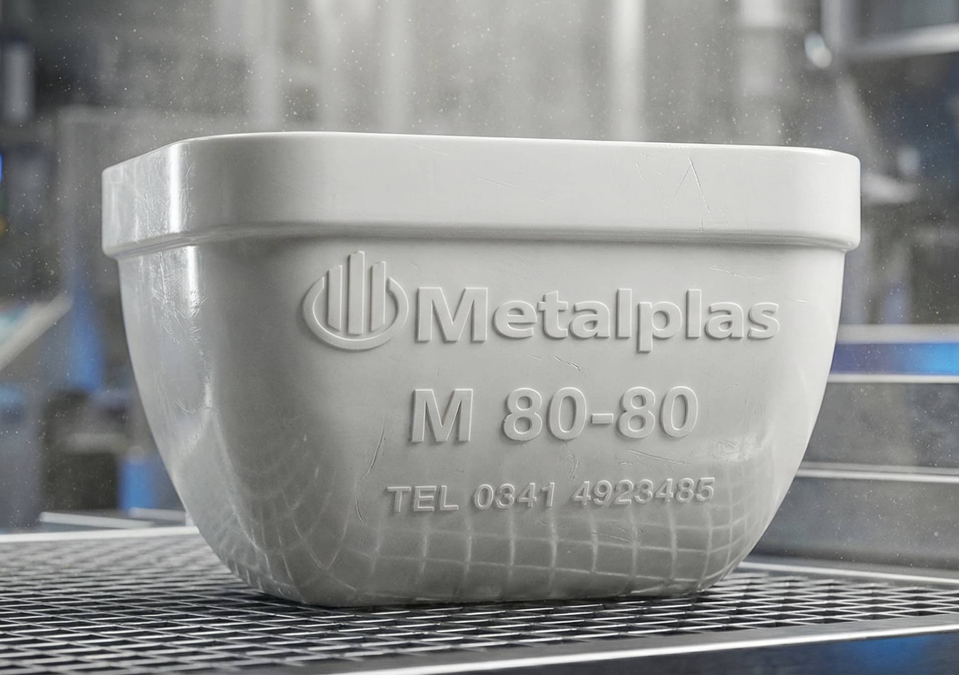 Cangilon plastico inyectado Metalplas M 80-80 para elevadores industriales de materiales a granel, resistente a la corrosion y de alta durabilidad