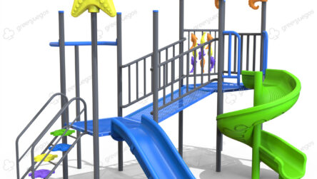 Mangrullo marino Green Juegos con decoracion submarina, pasarelas y toboganes para parques infantiles