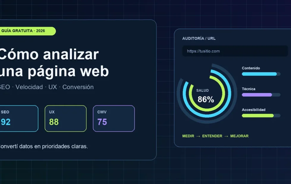 Cómo analizar una página web y priorizar mejoras que generan resultados. Imagen destacada sobre analizar una página web. publicada en Novedades Web