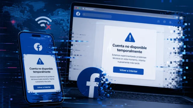 Falla temporal en Facebook deja a miles de usuarios sin acceso a sus cuentas. Imagen destacada sobre falla temporal en Facebook. publicada en Novedades Web