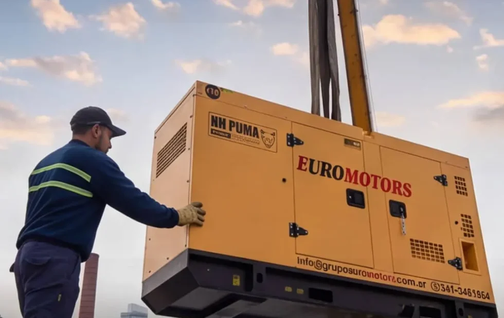 Izaje de grupos electrógenos con grúa: cómo instalar energía en altura. Imagen destacada sobre izaje de grupos electrógenos. publicada en Novedades Web