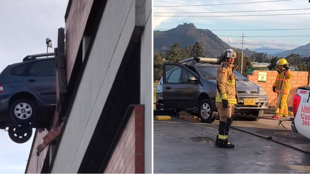 Camioneta quedó colgando de un quinto piso en Zipaquirá. Fotografía editorial relacionada con camioneta colgando de un quinto piso. publicada en Novedades Web