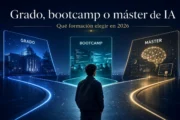 Grado, bootcamp o máster de IA: cómo elegir en 2026. Imagen destacada sobre máster de IA. publicada en Novedades Web