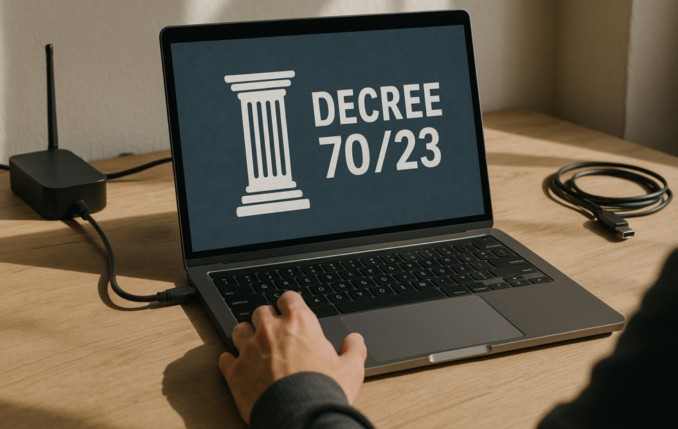 Imagen ilustrativa generada con IA: Una columna cuestiona el criterio de la Corte sobre el Decreto 70/23